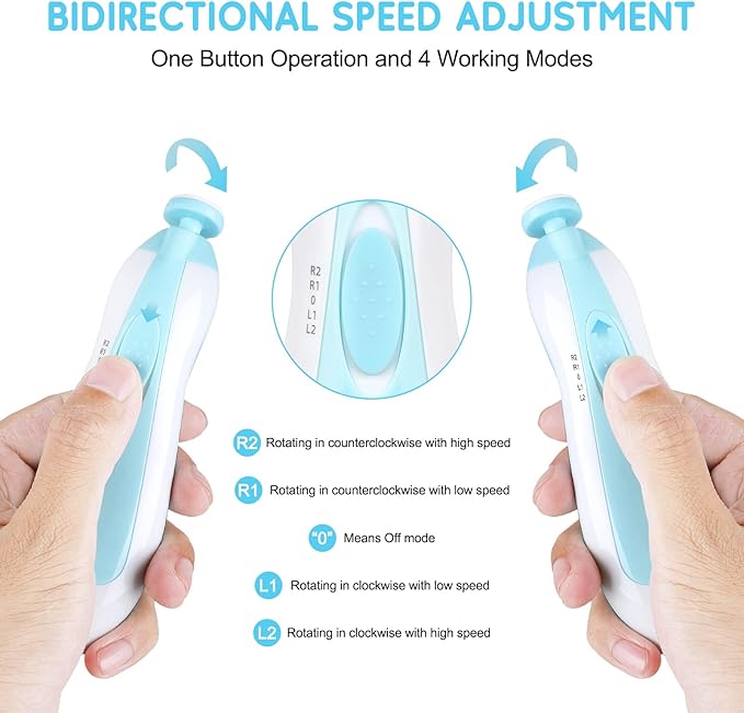 Baby Nail Trimmer Electric,Baby Nail Clippers, 6 in 1 Baby Nail File,Nail File Baby Grooming Kit Manicure Set for Toddler or Adults (Blue)