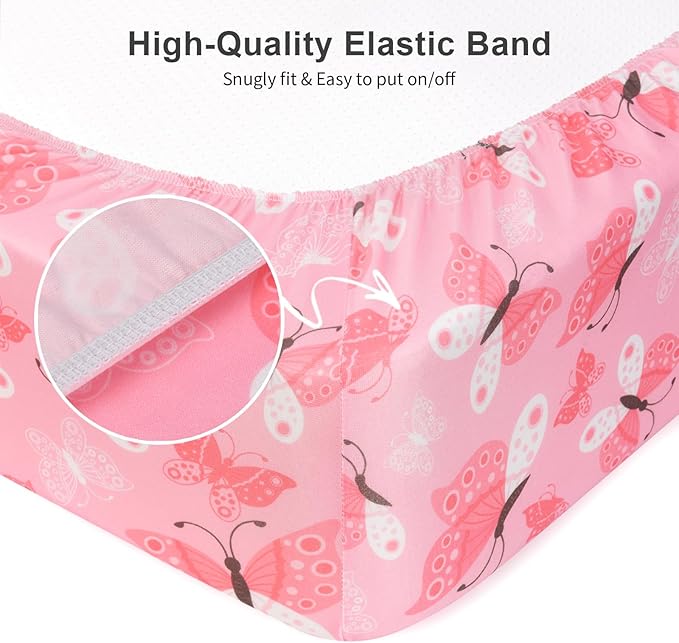 Baby Crib Sheets 2 Pack for Boys and Girls Fit for Standard Crib Toddler Mattress Breathable Soft Microfiber Baby Sheet 28x52x8in(Daisy & Black Butterfly)