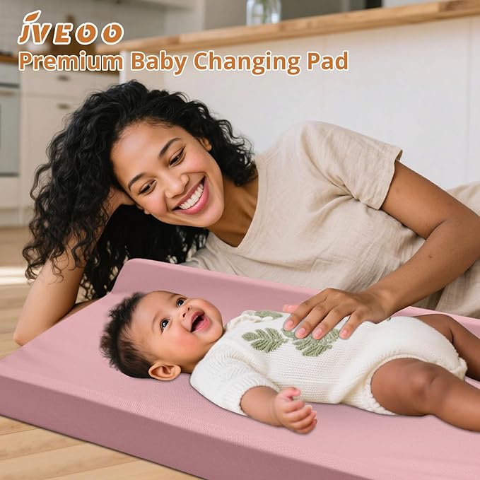 Vegan Leather Baby Changing Pad, Waterproof & Wipeable Soft Diaper Changing Mat 32“ x 16.6" Comfortable Infant Changing Station for Dresser & Table