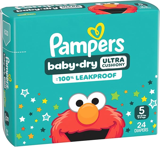 Pampers Diapers - Baby Dry - Size 5, 24 Count, Absorbent Disposable Infant Diaper (Packaging May Vary)