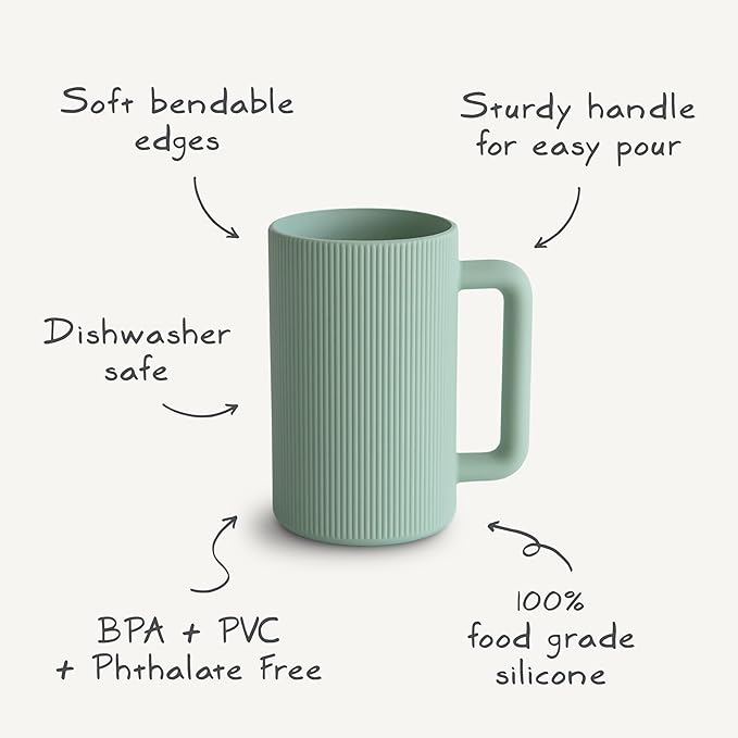 mushie Baby Bath Rinse Cup | 100% Food Grade Silicone | Shampoo & Body Washing Rinser Cup for Kids (Dried Thyme)