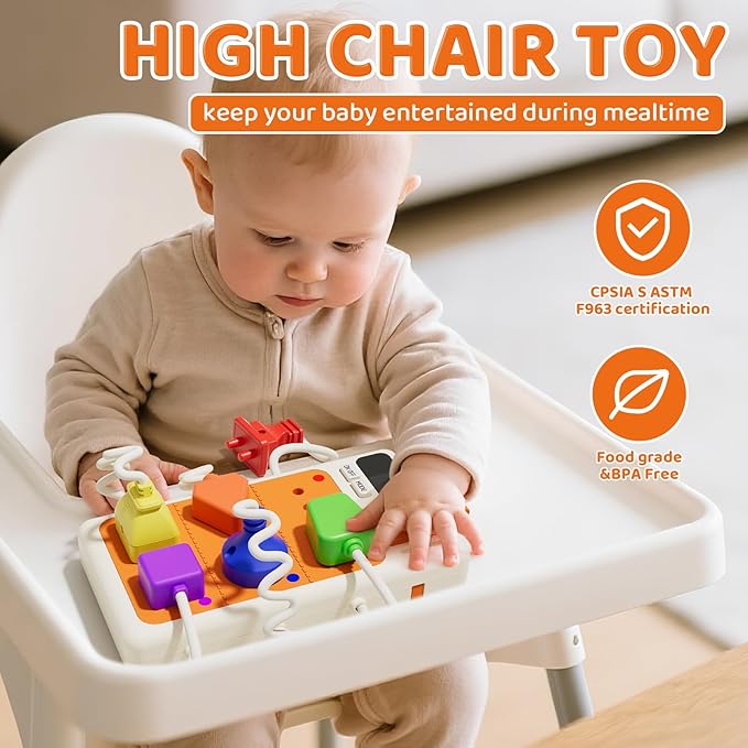 9 PCS Sensory Plug Outlet for Toddlers 1-3, Power Strip Montessori Toys for 1 Year Old, Busy Board with Light & Sounds, Airplane Car Travel Toys Gift for Baby