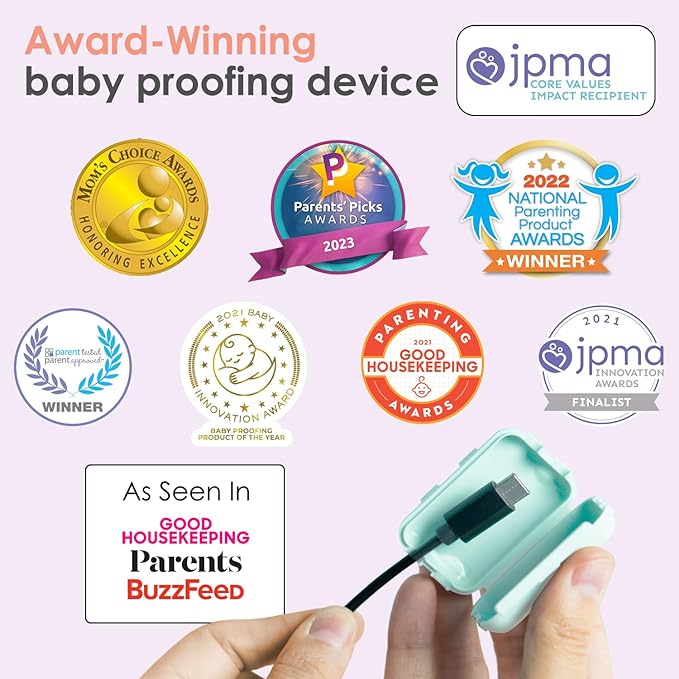 Geddy´s Mom Watch Your Mouth - The Award Winning Child Safety USDB Port Plug Cover| BPA & Phthalate-Free Charger Protector | Electrical Safety Baby Products (3-Pack, Dusty Aqua)