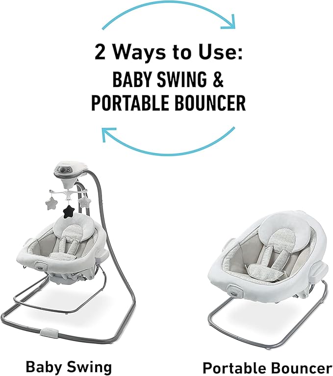 Graco DuetConnect LX Seat & Bouncer, Multi-Direction Seat, Multiple Swinging Speeds, Easily Portable, Redmond