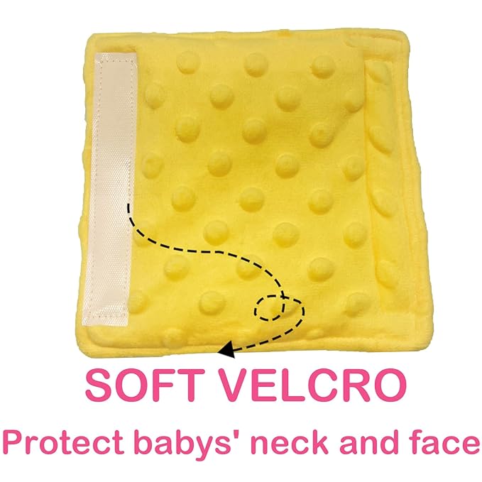 Baby Car Seat Neck Cover, Car Seat Strap Cover, Seat Belt Cushions Pads, Shoulder Strap Protectors, Reversible Pram Harness Covers in Minky Yellow, Baby Neck Pad Protector