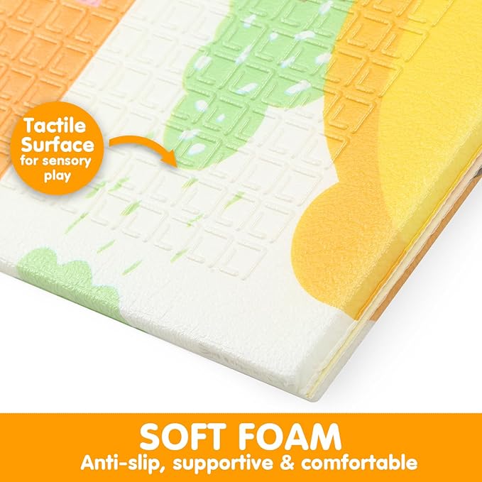 Bammax X-Large Waterproof & Foldable Baby Play Mat - 70" x 78" Reversible & Foldable | 1 cm Thick Safe Baby Playmat | Crawling & Kids Play Mat - Maze & Bears
