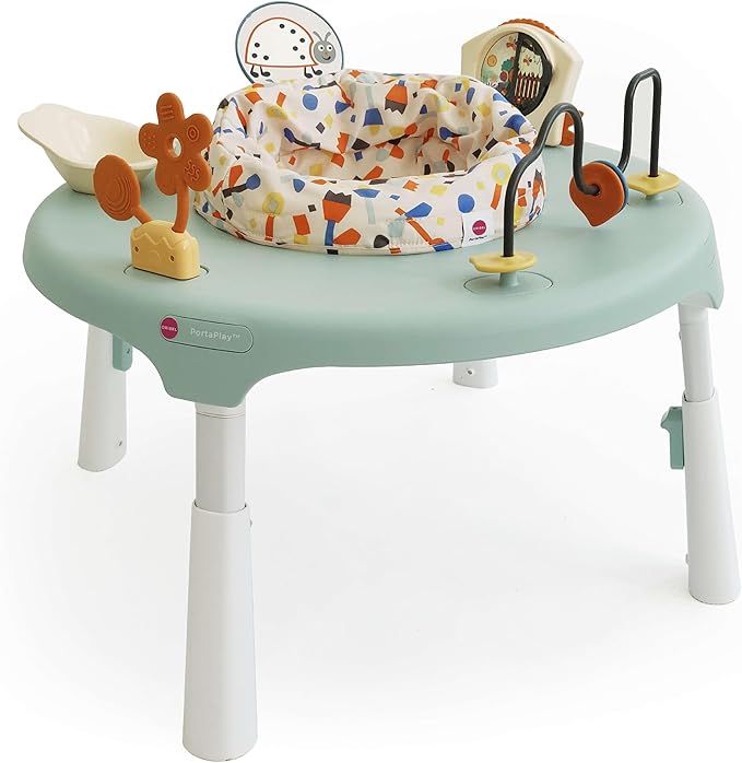 ORIBEL PortaPlay 2-in-1 Baby Activity Center & Play Table| 5 Months+ | Convertible & Portable Stage-Based for Baby| with Development Focused Toys | Unisex (Enchanted Garden, Turquoise)