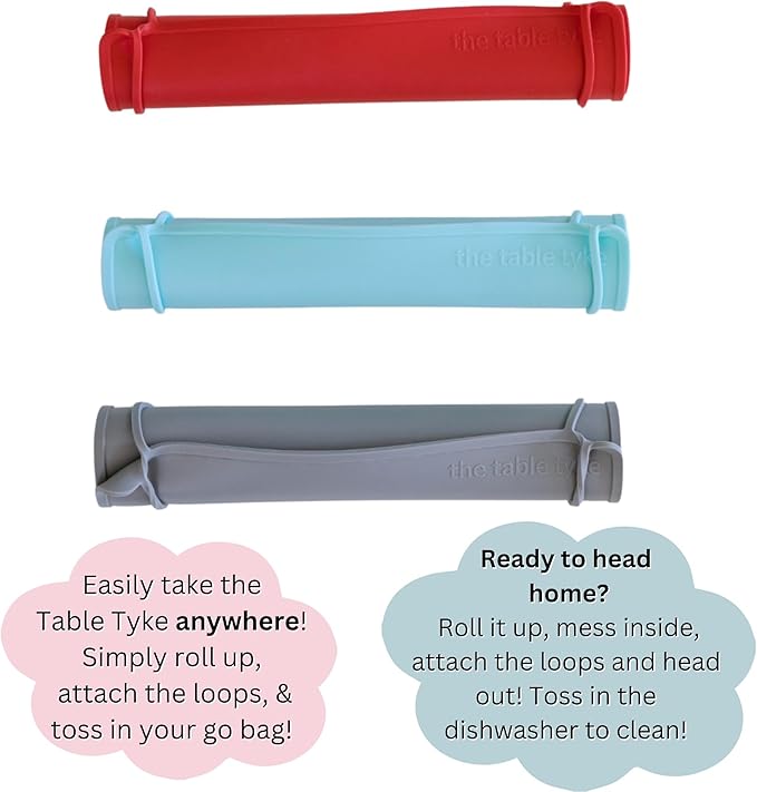 The Table Tyke Silicone Placemats for Toddlers with Patented Edge Bumper | Kids Placemats Non Slip Travel Ready | Baby Placemat BPA Free for Restaurant Dining Table | Hunter Green