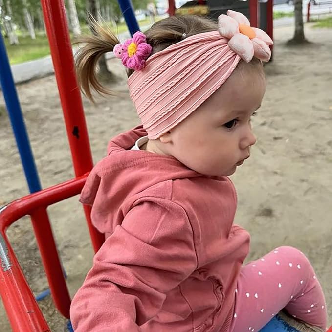 3 Pcs Baby Flower Headbands Baby Girls Nylon Headband Soft Hairbands Hair Accessories for Newborn Infant Toddler Kids (Yellow Pink White)