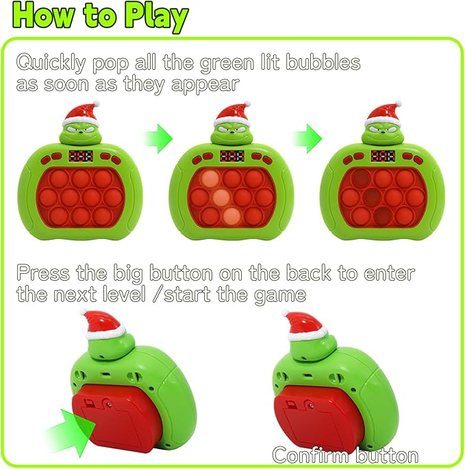 Quick Push Bubble Game,POP Toy Fast Push Game,Quick Push Pop Fidget Toys for Kids 3-12 Years Old,6 Game Mode Upgrades,Handheld Puzzle Games for Halloween and Christmas,Sensory Toys (Unicorn)