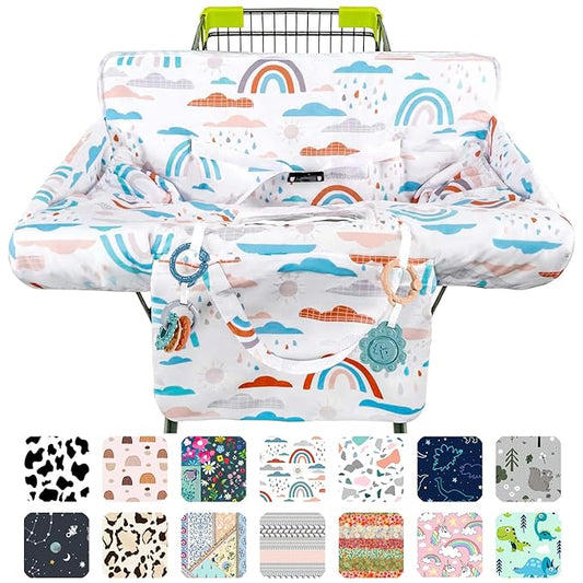 Shopping Cart Cover for Baby 2-in-1 High Chair Cover with Safety Harness Multifunctional Dinosaur Pattern Cart Covers for Babies Soft Padded Grocery Cart Cover for Baby Boy Girl