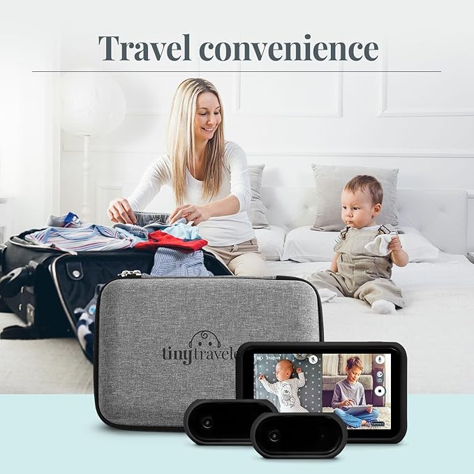 Tiny Traveler Baby Car Camera for 2 Kids, 5” Touch Screen Baby Car Monitor, No WiFi Baby Camera for Car Home Travel Roadtrip – Rear-Facing Car Seat Monitor Night Vision Baby Reminder Alert - Black