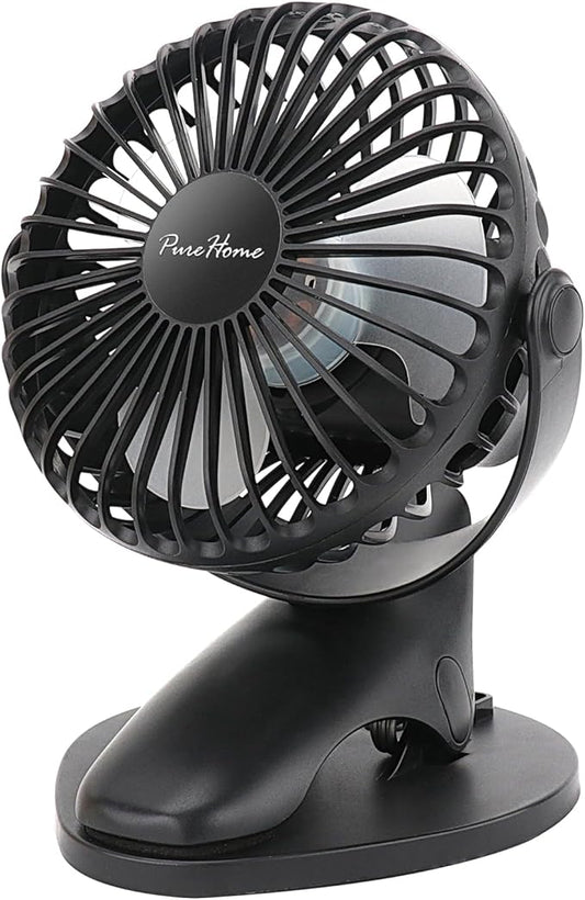 Portable Clip Fan Battery Operated,3 Speeds USB Rechargeable Mini Table Fan with Strong Airflow,360°Rotation Ultra Quiet Personal Desk Fan for Home Office Bedroom Dorm Stroller Camping(Black)