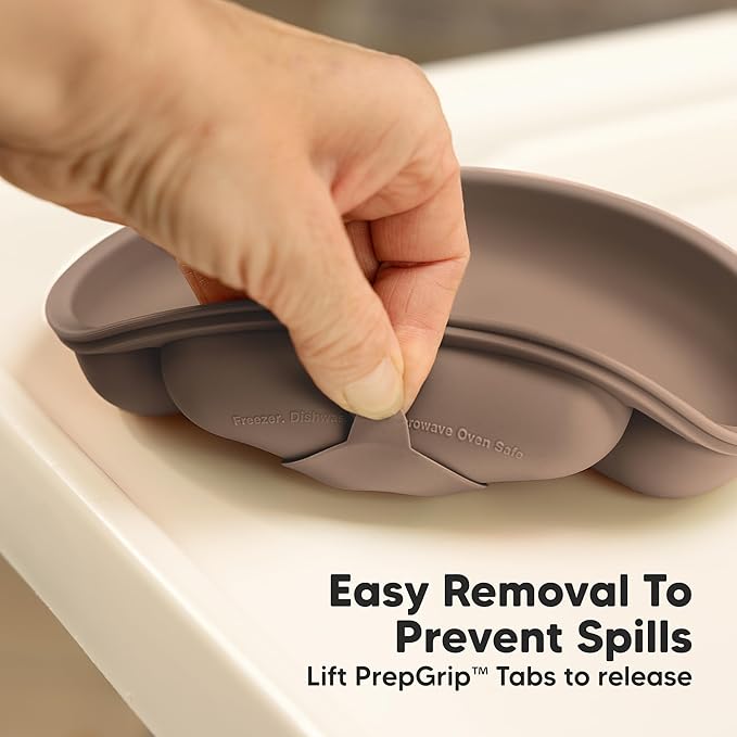 KeaBabies Suction Plates for Baby, Toddler - 3-Pack 100% Silicone Toddler Plates with Suction, Divided, BPA-Free Baby Led Weaning Essentials for Kids, Dishwasher, Microwave Safe, Durable (Rocky)