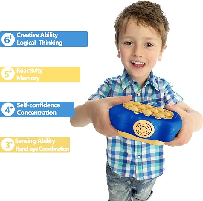 Pop The Target! Handheld Speed Push Game Machine: A Fun Multiplayer Game for Family. Sensory Fidget Toy Christmas Toys Gifts for 6 7 8 9 10 11 12 Years Old Kids Road Trip Car Games Kids Blue