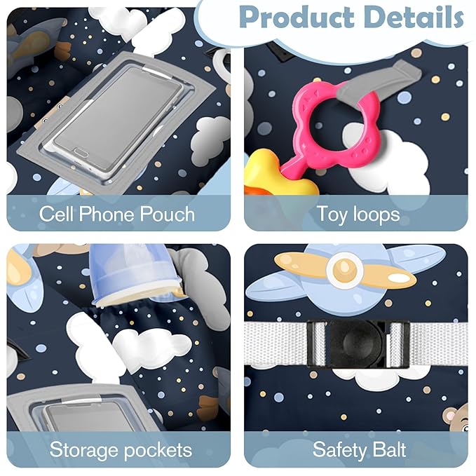 Shopping Cart Cover for Baby Girl Boy 2-in-1 High Chair Water Resistant High Chair Cover Bear Gender Neutral Cart Cover for Babies Padded Grocery Cart Cover for Baby