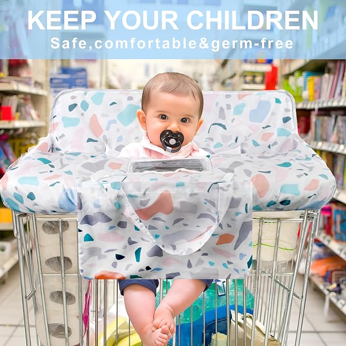 Shopping Cart Cover for Baby 2-in-1 High Chair Cover with Safety Harness Multifunctional White Spots Pattern Cart Covers for Babies Soft Padded Grocery Cart Cover for Baby Boy Girl