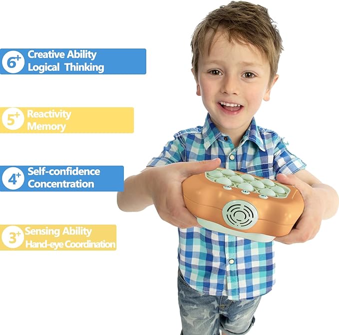 Pop The Target! Handheld Speed Push Game Machine: A Fun Multiplayer Game for Family. Sensory Fidget Toy Christmas Toys Gifts for 6 7 8 9 10 11 12 Years Old Kids Road Trip Car Games Orange