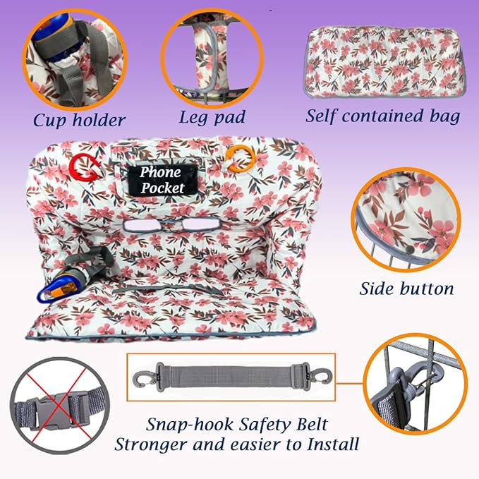 Shopping Cart Cover for Baby Grocery Cart Cover for Baby boy and Baby Girl, High Chair Cover for Baby and Toddler, Baby Registry Gift - Waterproof - Extra Large - Cotton - Double Sided (Pink)