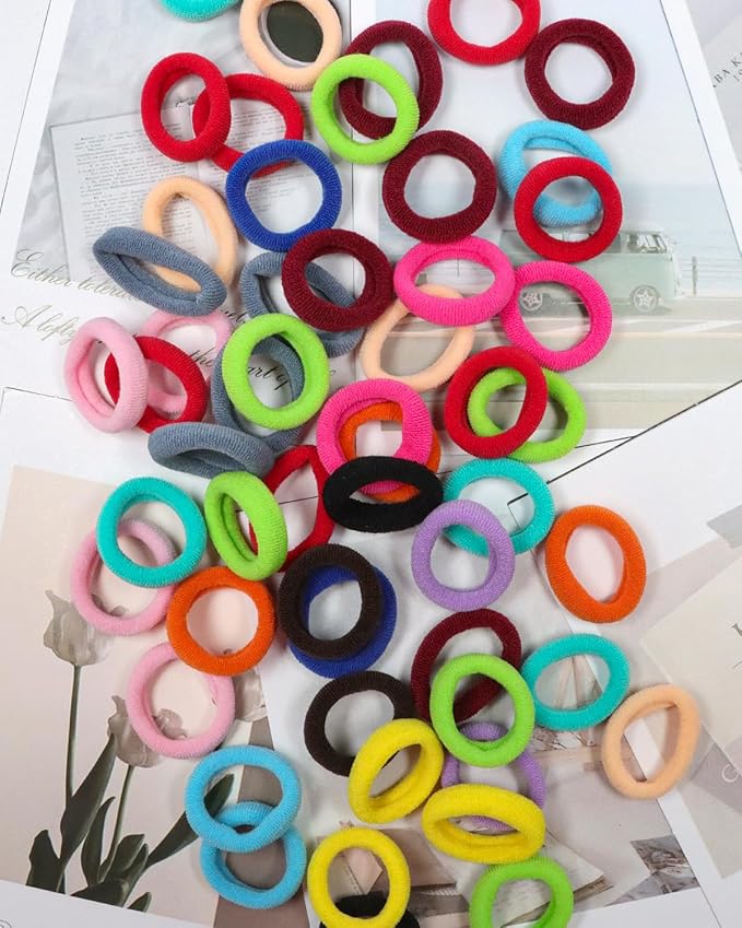 WillingTee Baby Hair Ties,300PCS Nylon Toddler Hair Ties for Girls, Kids Seamless Hair Bands, Girls Elastic Ponytail Holders,Multicolor