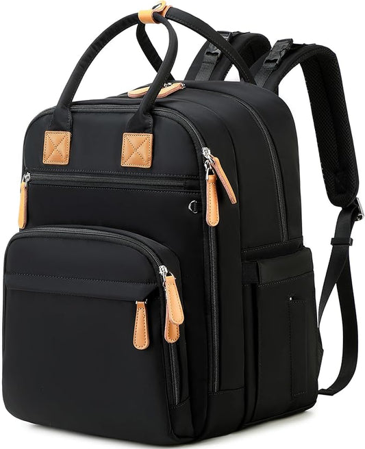 18 Pockets Diaper Bag Backpack with Waterproof Pockets and Stroller Buckle, Convertible Tote Bag (XL Black, Extra Large)