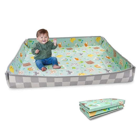 Infantino Foldable Soft Foam Play Mat, Baby Play Mat for Tummy Time & Floor Play, Lightweight, Easy to Store, Wipeable, Animals