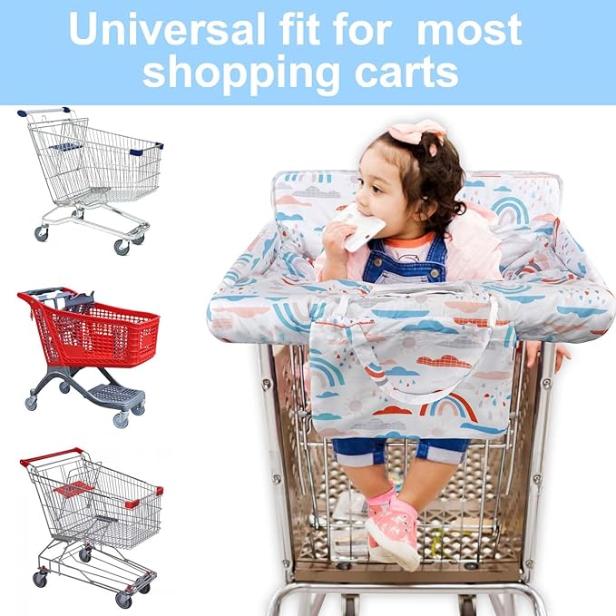 Shopping Cart Cover for Baby 2-in-1 High Chair Cover with Safety Harness Multifunctional Dinosaur Pattern Cart Covers for Babies Soft Padded Grocery Cart Cover for Baby Boy Girl