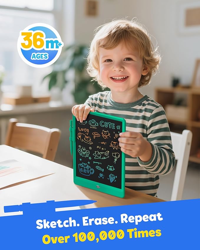 TEKFUN Kids Toys 10Inch LCD Writing Tablet, Mess Free Coloring Doodle Board, Drawing Pad for Kids Games Educational Toys for Ages 3-10 Girls Boys (Green)