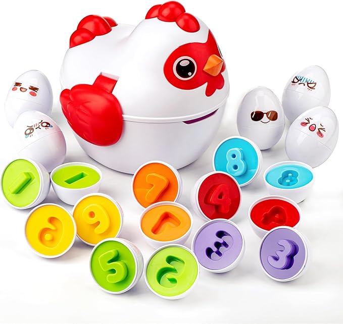 Easter Egg Matching Game for Toddlers - Educational Color & Shape Recognition Toy, 12-Piece Set | Easter Basket Stuffers for Kids