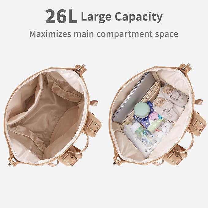 CEI-CEI Neoprene Diaper Bag Backpack Large Newborn Baby Maternity Bags Waterproof Travel Backpack for Mom Dad with Insulated Pockets,Changing Pad