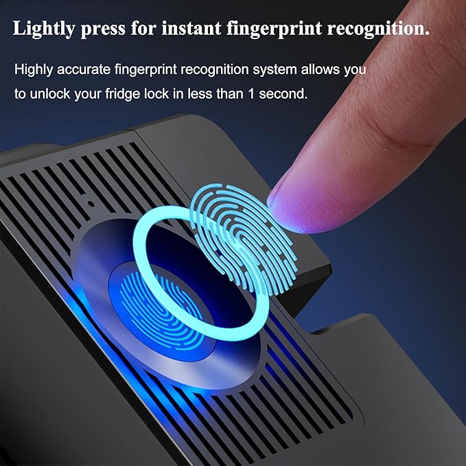 Fingerprint Child Proof Door Lock 2Pcs, Refrigerator Lock with Fingerprint & Door Locks for Kids safety, for Door Lock, Cabinet Locks and Window Locks,Strong Adhesive No Drilling(Black)