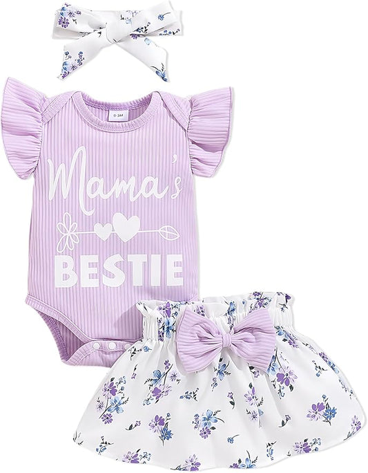 Newborn Infant Clothes Baby Girl Dress Summer Toddler Outfit Cute Girl Romper Skirt Set+Headband