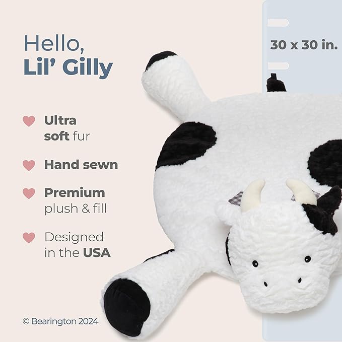 Bearington Collection Cow Tummy Time Mat - 30" x 30" Plush Polyester