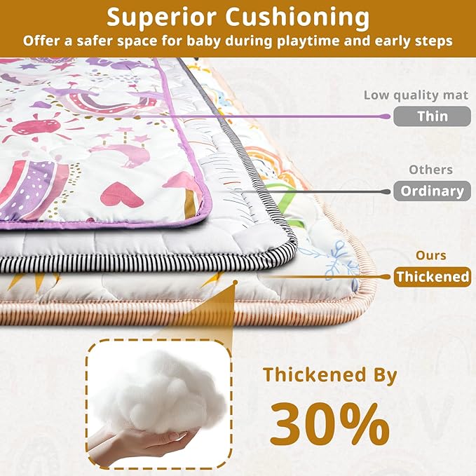 Baby Gyms Playmats for Playpen, 50"×50" Boho Rainbow Play Mat for Playpen Playyards Thicken Soft Padding Foam Playmats for Babies Toddlers Infants Baby Crawling Mat Pad Tummy Time