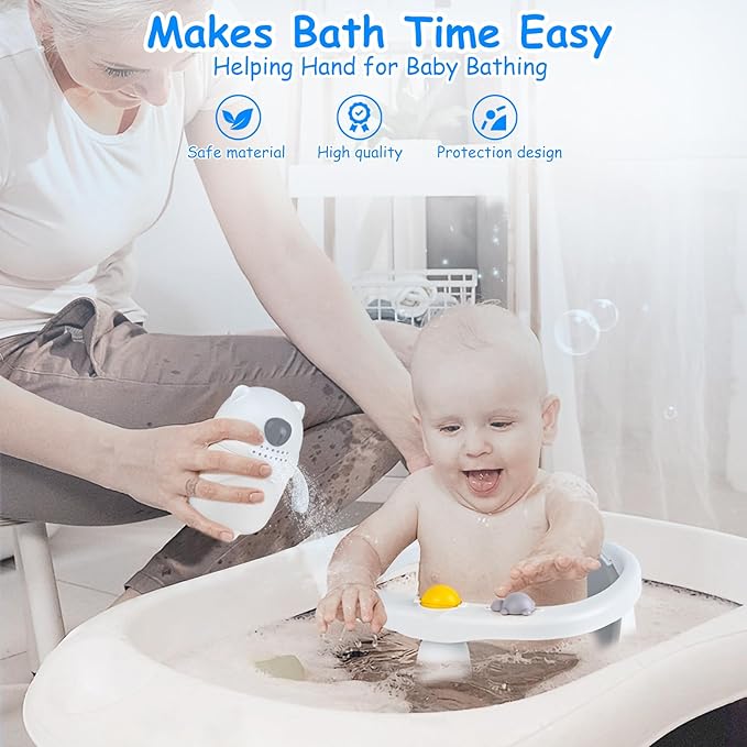 Baby Bath Seat for Babies 6 Months & Up - Bathtub Seats for Babies Sitting Up with Rinse Cup, Non-Slip, Comfortable, Infant Bath Essentials Gray