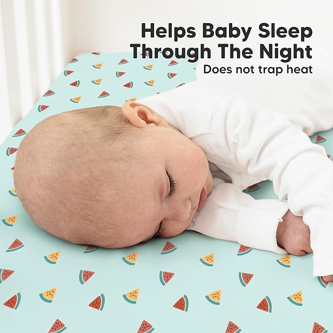 KeaBabies 2-Pack Organic Crib Sheets for Boys, Girls - 52x28 Fitted Crib Mattress Sheet Neutral, Breathable Jersey Cotton Cover for Baby Bed, Toddler Mattress, Soft & Cute Prints (Beach Day)