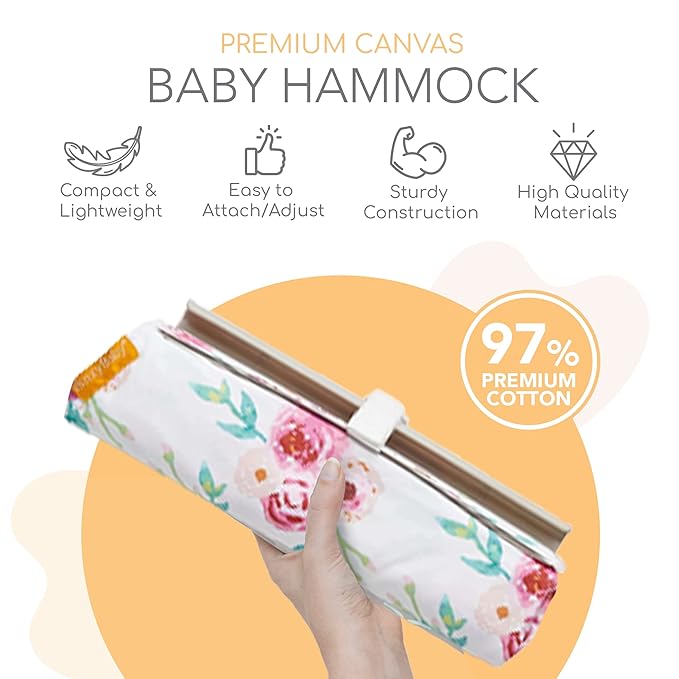 Binxy Baby Shopping Cart Hammock – Infant Seat for Grocery Carts – Holds Car Seats Securely – Compatible with Select 4-Seater Wagons (20–24” Wide) – Supports Up to 50 lbs – Full Bloom