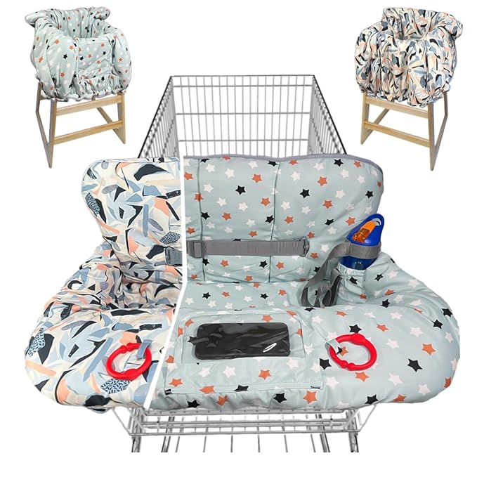Shopping Cart Cover for Baby Grocery Cart Cover for Baby boy and Baby Girl, High Chair Cover for Baby and Toddler, Baby Registry Gift - Waterproof - Extra Large - Cotton - Double Sided (Multicolor)