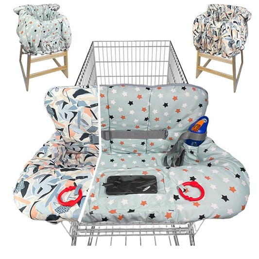 Shopping Cart Cover for Baby Grocery Cart Cover for Baby boy and Baby Girl, High Chair Cover for Baby and Toddler, Baby Registry Gift - Waterproof - Extra Large - Cotton - Double Sided (Multicolor)