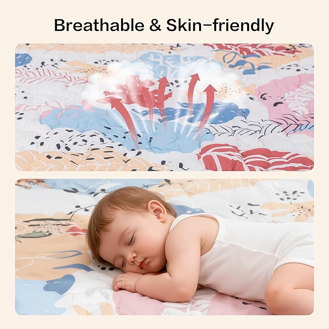 Baby Play Mat 71"×59" Premium Thicker Foam Floor Mat, Bohemian Non-Slip for Infants & Toddlers, Foldable Machine Washable Crawling Mat
