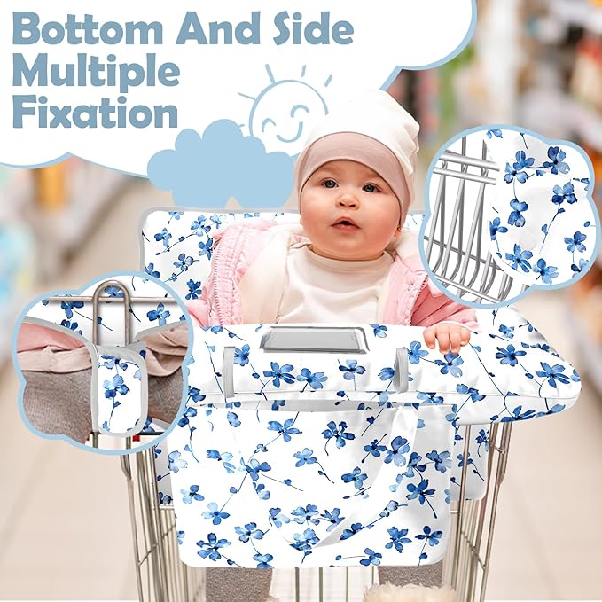 Shopping Cart Cover for Baby Girl Boy 2-in-1 High Chair Water Resistant High Chair Cover Blue Space Rocket Gender Neutral Cart Cover for Babies Padded Grocery Cart Cover for Baby