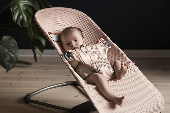BabyBjörn Bouncer Bliss, Mesh, Pearly Pink 2-in-1 Adjustable Baby Bouncer Seat and Toddler Chair, Newborn to Toddler (8-29 lbs), 4 positions, Lightweight & Portable