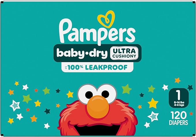 Pampers Diapers - Baby Dry - Size 1, 120 Count, Absorbent Disposable Infant Diaper (Packaging May Vary)