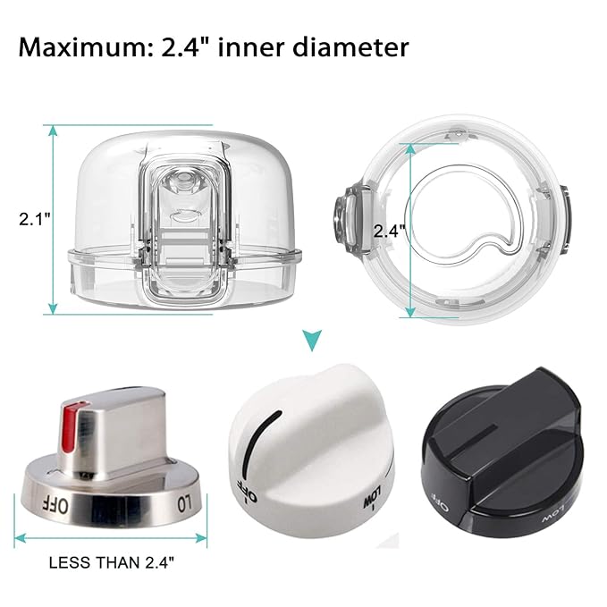 Mom's Choice Gold Awards Winner - Stove Knob Covers for Child Safety (5 + 1 Pack) Double-Key Design and Upgraded Universal Size Gas Knob Covers Clear View Childproof Oven Knob Covers for Kids and Pets