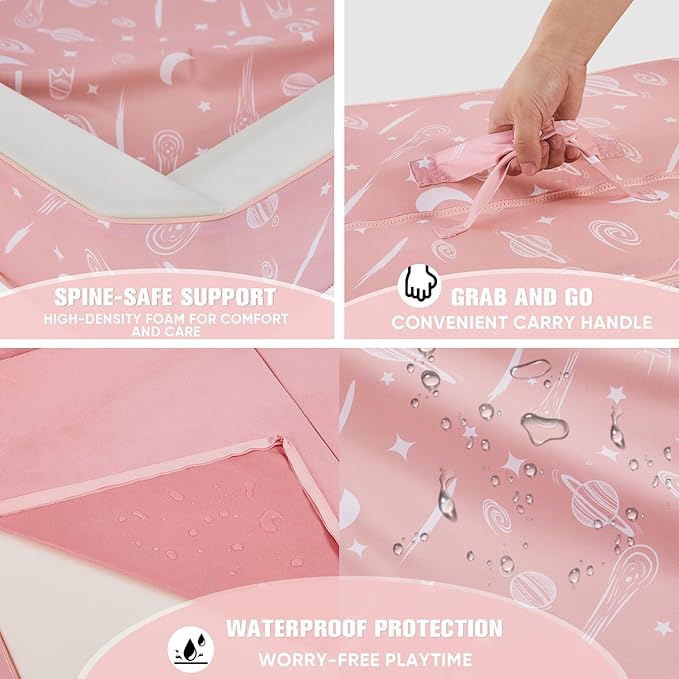 JOYWOO Toddler Floor Bed, Toddler Travel Bed, Foldable Portable Toddlers Beds for Home/Playing/Nap/Hotel, Kids Floor Crib with Washable Cloth Cover, Toddlers Cots for Kids Sleeping, Pink