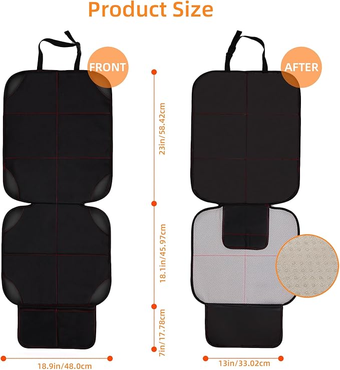 SMART ELF Car Seat Protector for Child Car Seat, 1Pack Car Baby Seat Protector with red line Design, Car Seat Mat with Non-Slip Bottom and 2 mesh Storage Pockets, Suit for Sedan, SUV, Trucks (Black)