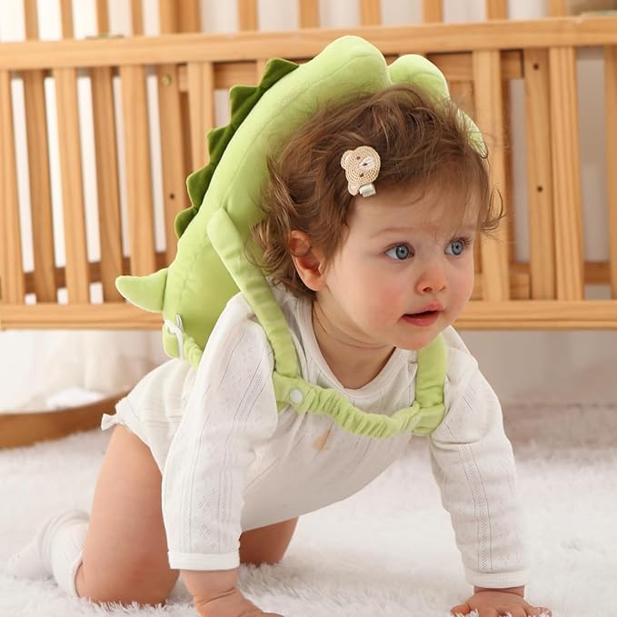 Baby Head Protector Backpack -Soft & Lightweight Pads - Prevents Bebes Backward Fall Dinosaur
