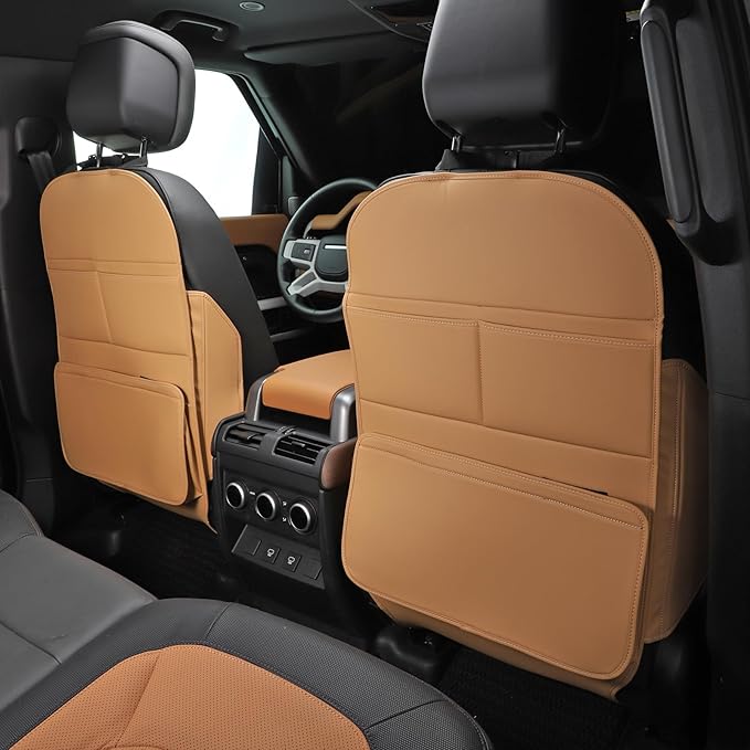 Seat Back Protector,Preventing the Impact of Children Stepping on the Seat Backrest,Beautiful appearance and easy to clean,black (Brown-2 psc)