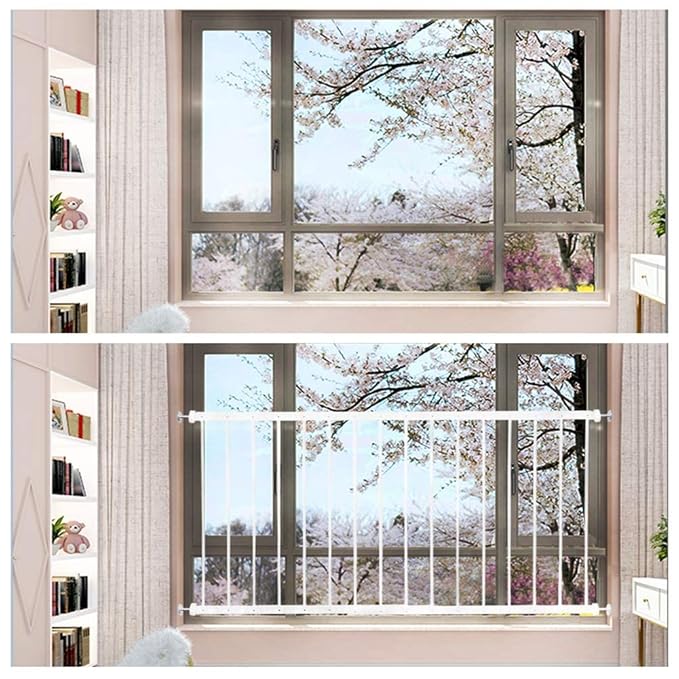WAOWAO Window Safety Guards for Children Kids Child Toddler Pets Extra Wide White Tension Security Window Guard Gate for Home Fit 19.49-33.60" Sliding Windows (2Piece
