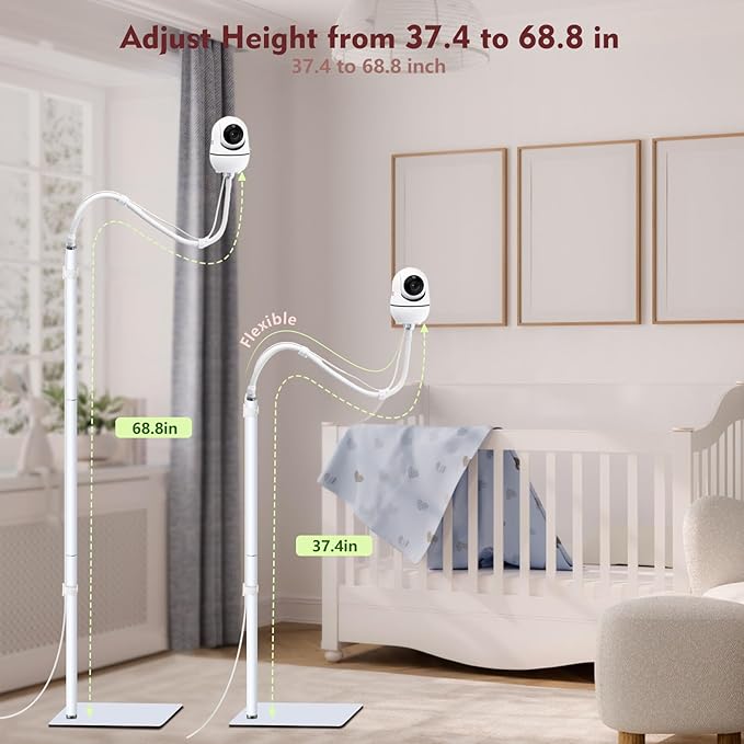 Baby Monitor Floor Stand Compatible with HelloBaby, Nanit Pro, Infant Optics, Babysense, Owlet, Baby, Bonoch, Adjustable Height from 37.4-69, Universal Baby Camera Stand Mount, Safety for Nursery